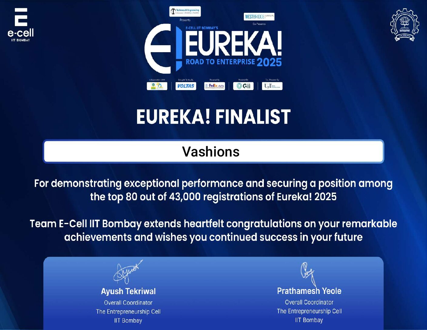 Certificate of Vashions